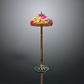 Elegant Vintage Lamp Set With Colorful Lampshade Golden Pole And Decorative Base