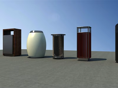 Public Facilities Various Trash Bins With Modern Design For Urban Areas 3d model