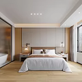 Hotel Room Interior Featuring Large Windows City View Comfortable Bed Wooden Floor And Seating Area