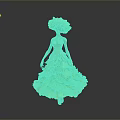 Green Artistic Woman With Flower Like Head And Leafy Layered Dress Design