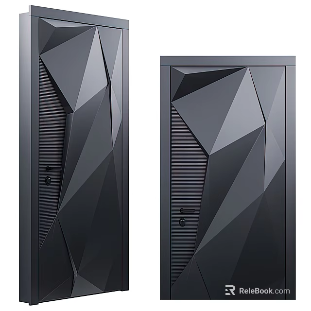 Modern Black Hinged Doors With Geometric Patterns And Contemporary Design 3d model
