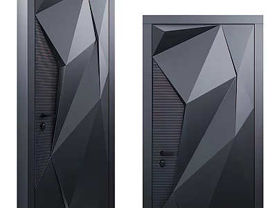 Modern Black Hinged Doors With Geometric Patterns And Contemporary Design 3d model