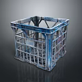 Blue Plastic Storage Basket With Grid Design For Household Utility Use 3d model