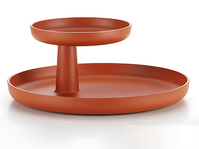 Orange Two Tier Circular Tray Household Item With Stacked Round Plates 3d model