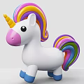 Cute Unicorn Toy With White Body Pink Nose Yellow Horn Blue Hooves Rainbow Mane Tail