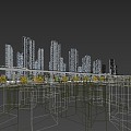 High-rise residential light rail subway 3d model