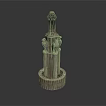 Ornamental Stone Tower Structure With Circular Base And Carved Side Decorations 3d model
