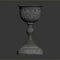 Elegant Silver Engraved Wine Goblet With Decorative Base And Ornate Patterns 3d model
