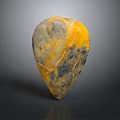Wooden Stone Teardrop Shaped Decorative Piece With Natural Yellow Gray Orange Texture