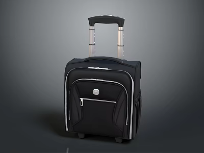 Black Travel Suitcase With Telescopic Handle Smooth Wheels And Zipper Pocket 3d model
