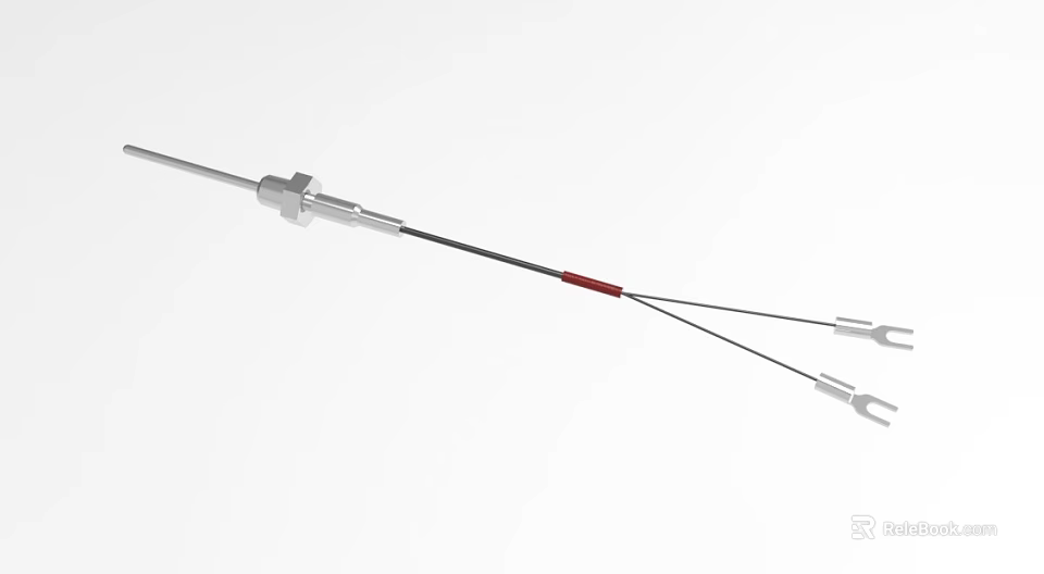 Heavy Duty Industrial Equipment Metal Rod With Red Section And Two End Hooks 3d model 
