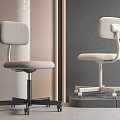 Modern Gray and White Office Chair with Sleek Design and Wheeled Base