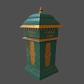 Green Public Mailboxes With Golden Decorations Numbered Panels And Ornate Tops