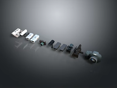 White And Black Computer Accessories Including Chargers Adapters Webcam And Cables 3d model