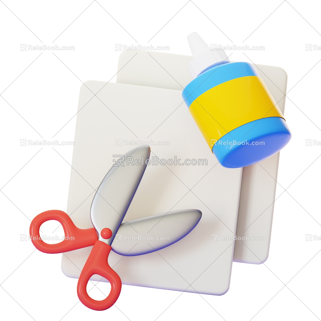 Modern scissors paper 3d model