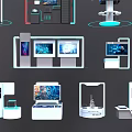 Modern Exhibition Showcases With Digital Screens And Various Stylish Retail Designs