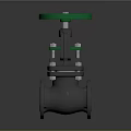 Industrial Valve With Green Handwheel Black Body Blue Red Components And Flange Connection