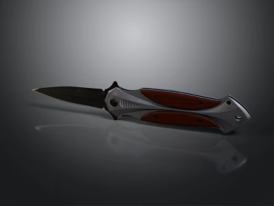 Multi functional Folding Knife With Metal Blade And Red Silver Handle 3d model