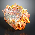 Natural Colorful Stone Specimen With Vibrant Orange Red And Yellow Crystalline Textures