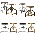 Modern Industrial Bar Stools With Metal Frames And Wooden Seats For Kitchen Use