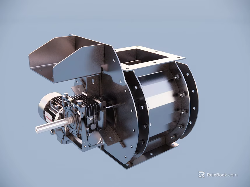 Industrial Mechanical Device With Metal Structure And Electric Motor Gear System 3d model 