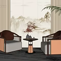 New Chinese Style Casual Sofa Combination Casual Sofa 3d model