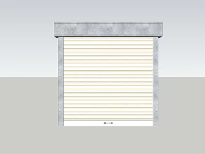 Contemporary Roller Shutter Design With Concrete Frame And Horizontal Stripes 3d model