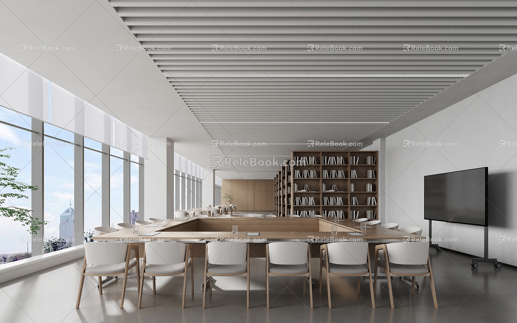 modern reading room 3d model