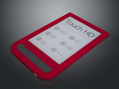 Touch HD Device With Red Case And Touch Screen Displaying Features 3d model