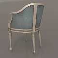 Elegant Teal Upholstered Armchair With Silver Metallic Carved Frame Classic Design Details
