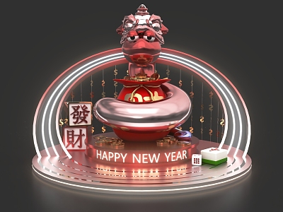 Modern Meichen Art Device Online Red Card Point Photo Real Estate Activities Commercial DP Snake IP New Year Fortune Dice Mahjong 3d model