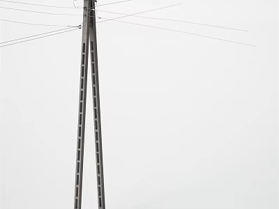 Industrial utility pole structure with multiple supporting wires and stable design 3d model