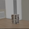 Natural Stone Bedside Table In Modern Minimalist Bedroom With Wooden Walls And Textured Design