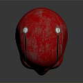 Red Metallic Superhero Character Mask With Shiny Surface And Glossy Finish