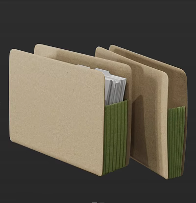 Modern Reception Desk With Brown Folders Green Edges And White Papers 3d model Modern Reception Desk With Brown Folders Green Edges And White Papers 3d model