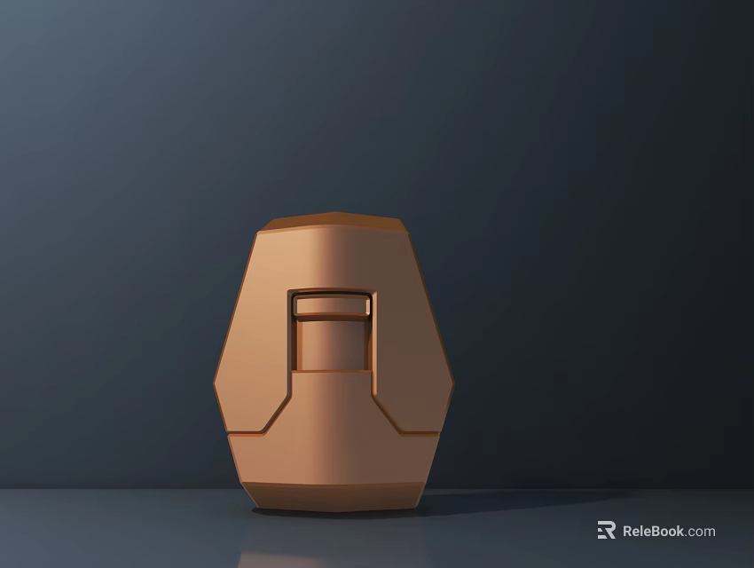 Modern Bronze Geometric Sculpture Carving On Display Stand With Dark Background 3d model 