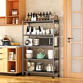 Sturdy Metal Bathroom Cabinet Rack with Wheels and Multi tier Storage Shelves