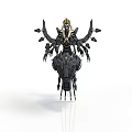 Complex Sci Fi Mechanical Device With Multiple Arms Spikes And Golden Decorative Structure 3d model