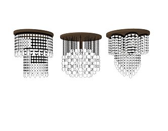 Post-modern crystal chandelier stylish simple metal crystal chandelier combination 3d model