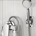 Chrome Wall Mounted Handheld Shower Head With Flexible Hose And Water Outlet Nozzles