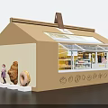 Container Building Transformed Into Retail Space With Transparent Windows And Donut Decorations