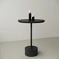 Modern Black Round Side Table With Cylindrical Base And Decorative Candles 3d model