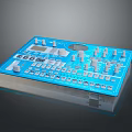 Blue Audio Mixing Console With Multiple Knobs Buttons And Display Screen