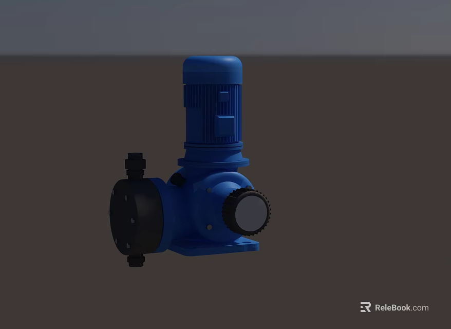 Blue Industrial Pump With Electric Motor And Black Pump Head For Industrial Fluid Transfer 3d model 