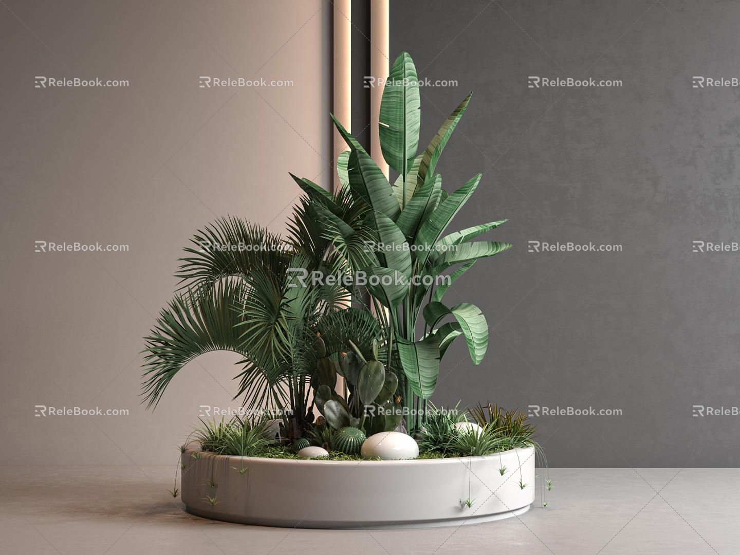 Plant pile landscape plant shrub flower combination 3d model