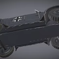 Vintage Military Open Top Vehicle Featuring Spare Tire And Dark Exterior Design