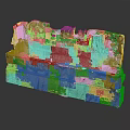 Ancient Stone Ruins Architectural Model With Weathered Walls And Steps Base