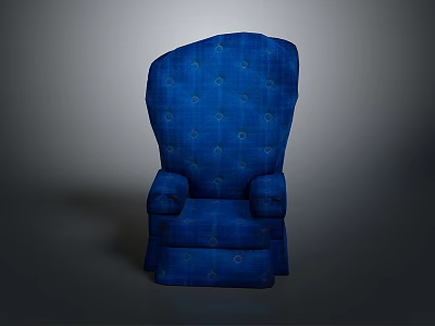 Blue Tufted Armchair Upholstered In Fabric With Comfortable Classic Design 3d model