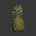 Fresh Ripe Pineapple With Vibrant Green Leaves And Yellow Textured Skin On Dark Background