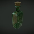 Vintage Green Glass Perfume Bottle With Cork Stopper And Classic Label Design